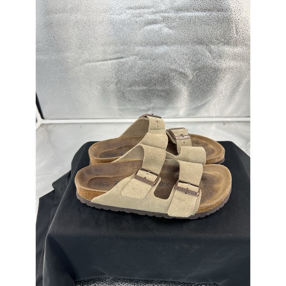 Birkenstock Arizona Taupe Suede Sandals Double Buckle Strap Uppers Women's 37 - Picture 1 of 10